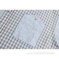 Checkered Striped Patchwork Short Sleeved Men Shirt